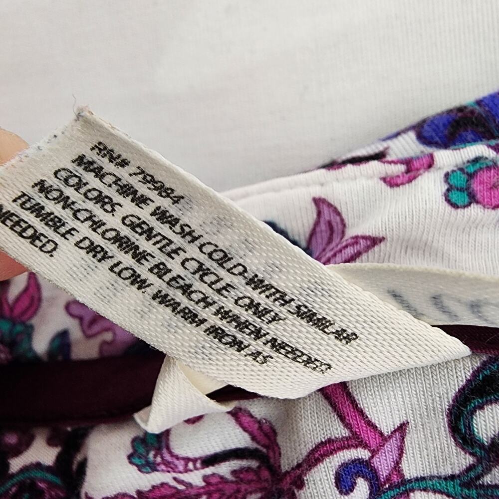 Soma Cool Nights Sleep Shirt Purple Ivory Floral Short Sleeve Nightgown Pocket M - Picture 9 of 9